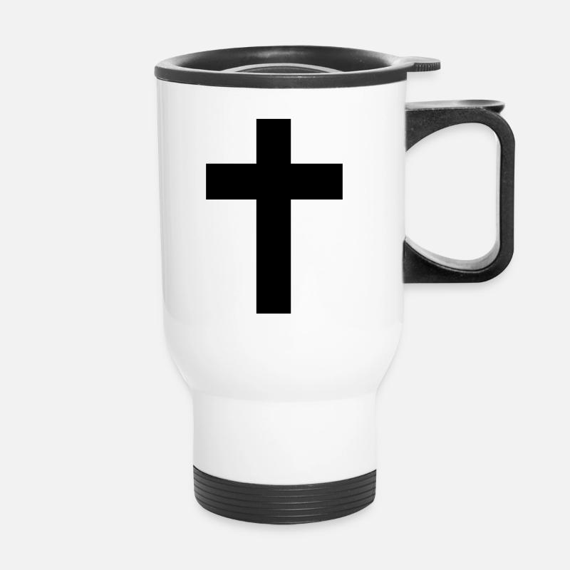 Cross - Jesus - Thermal mug with handle - white