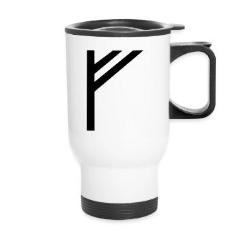 rune fehu,feoh - Thermal mug with handle - white - Front
