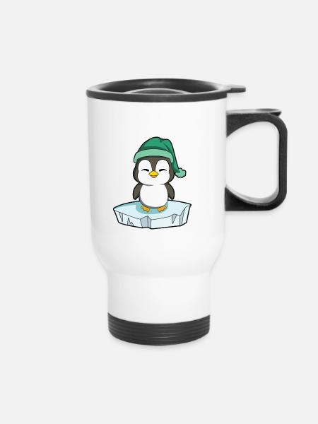 Pingouin - Tasse isotherme avec poignée - blanc