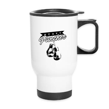 Heavy Puncher Punch Boxer Sport Boxing Gloves - Thermal mug with handle - white - Front