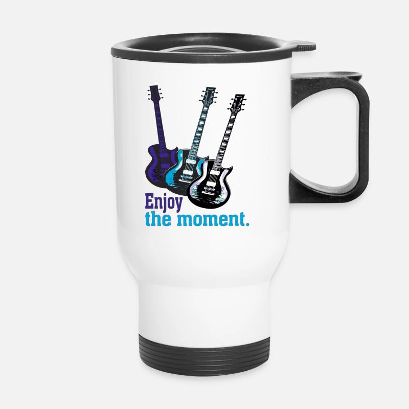 Guitares électriques avec dire Profitez du moment. - Tasse isotherme avec poignée - blanc