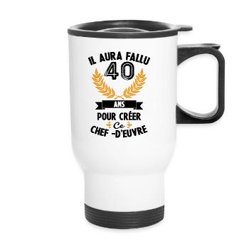 40 Ans anniversaire 40 anniversaire cadeau 40 ans - Tasse isotherme avec poignée - blanc - Devant