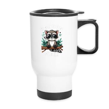 raton laveur avec lunettes de soleil - Tasse isotherme avec poignée - blanc - Devant