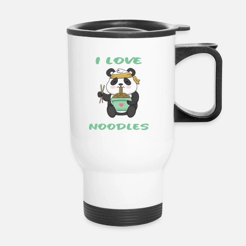 Panda - I Love NOODLES - Thermobecher mit Tragegriff - Weiß