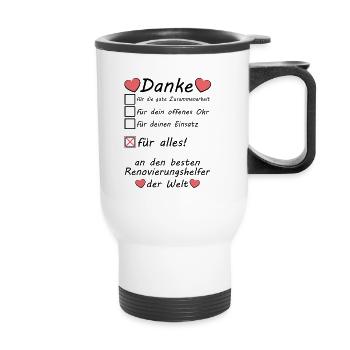 Dankeschön für Renovierungshelfer Renovierung - Thermobecher mit Tragegriff - Weiß - Vorne