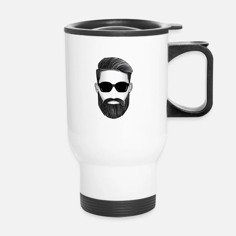 Beard gift super cool guy with sunglasses - Thermal mug with handle - white