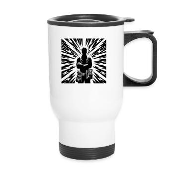 Electrician Superhero silhouette with lightning - Thermal mug with handle - white - Front