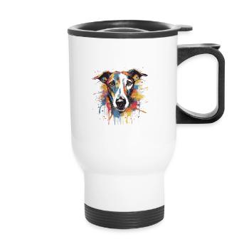 Greyhound Dog Animal Pop Art Head - Thermal mug with handle - white - Front