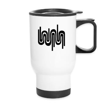 Abstract wave / 70s pattern - Thermal mug with handle - white - Front