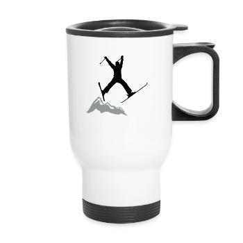 ski jump / ski jumper mountains - Thermal mug with handle - white - Front