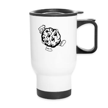 cookie biscuit big huge carry delicious hunger back - Thermal mug with handle - white - Front