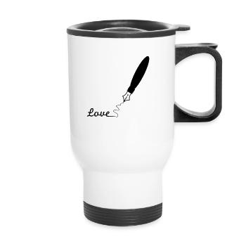 Love fountain pen pen pen writing 1c - Thermal mug with handle - white - Front