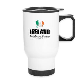Kleeblatt - Irland Flagge - Thermobecher mit Tragegriff - Weiß - Vorne