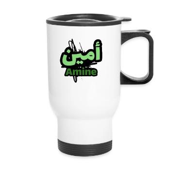 Amine in Arabic script - Thermal mug with handle - white - Front