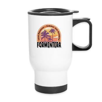 Formentera Été Sun Beach Sea Palms Vacances - Tasse isotherme avec poignée - blanc - Devant