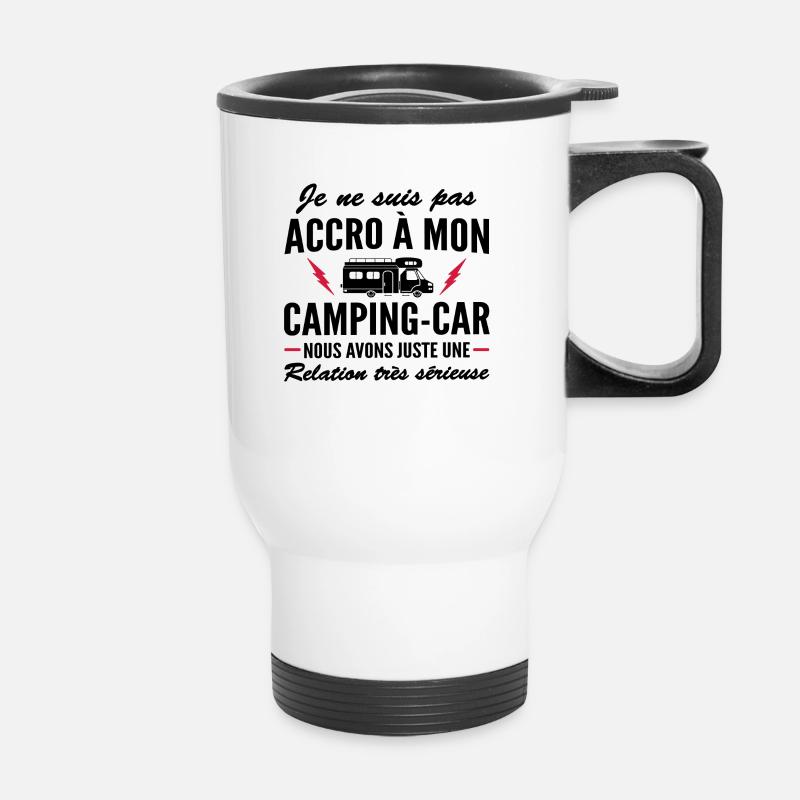 accro à mon camping-car - Tasse isotherme avec poignée - blanc