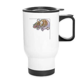 Kunstdruck Maus / Nagetier - Thermobecher mit Tragegriff - Weiß - Vorne