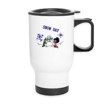 Snowy day - Thermal mug with handle - white - Front