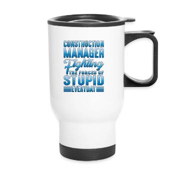 Directeur de la construction, Fighting Forces Of Stupid 2 - Tasse isotherme avec poignée - blanc - Devant