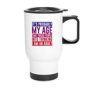 Faire croire aux gens que je suis un adulte 3 - Tasse isotherme avec poignée - blanc - Devant