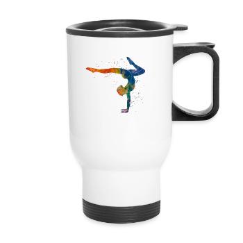 Yoga exercise - Thermal mug with handle - white - Front