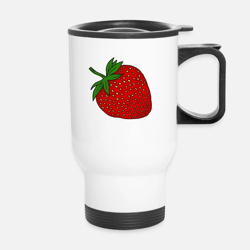 Strawberry - Thermal mug with handle - white