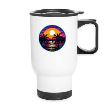 Synthwave Ocean - Thermal mug with handle - white - Front