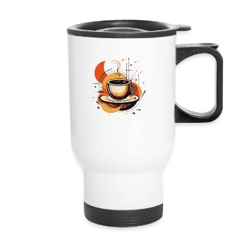 Designer coffee mug - Thermal mug with handle - white - Front