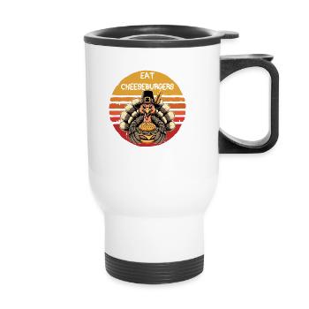 Mangez des cheeseburgers Thanksgiving dinde graphique - Tasse isotherme avec poignée - blanc - Devant