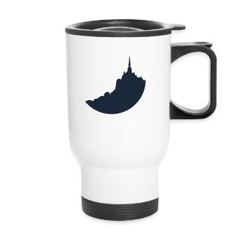 Mont Saint Michel blue silhouette - Thermal mug with handle - white - Front
