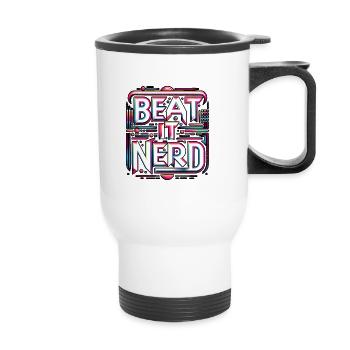 Beat it Nerd 10 - Thermal mug with handle - white - Front