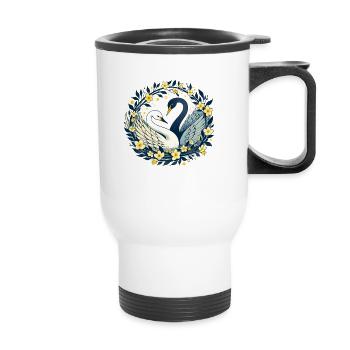 Swan Couple - Thermal mug with handle - white - Front