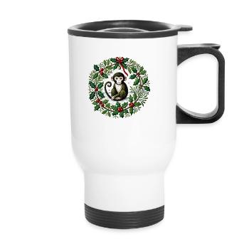 Singe de Noël - Tasse isotherme avec poignée - blanc - Devant