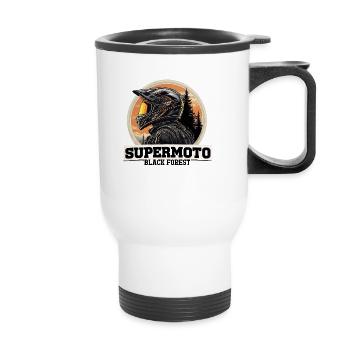 Black Forest Freedom – motorcycle helmet design in dream - Thermal mug with handle - white - Front