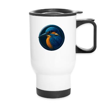 Elegant Kingfisher – Nature Motif - Thermal mug with handle - white - Front