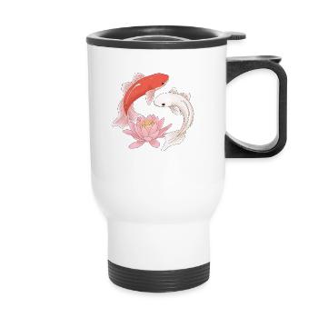 Koi Fische & Lotus – Zen, Glück & Harmonie - Thermobecher mit Tragegriff - Weiß - Vorne