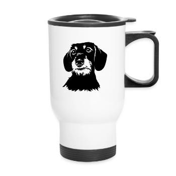 Rauhaarte - Dachshund - Thermal mug with handle - white - Front