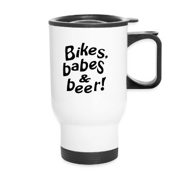 bikes babes beer - Tasse isotherme avec poignée - blanc - Devant