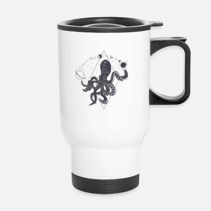 geometric octopus - Thermal mug with handle - white