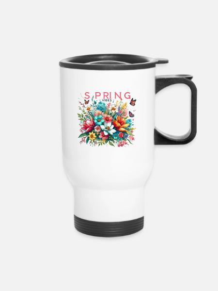 Frühling Vibes - Thermobecher mit Tragegriff - Weiß
