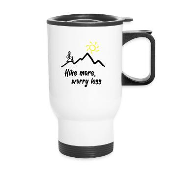 Hikers, mountains and sun - Thermal mug with handle - white - Front