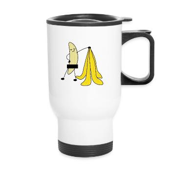 Crazy Banana, banana funny pictures censored - Thermal mug with handle - white - Front