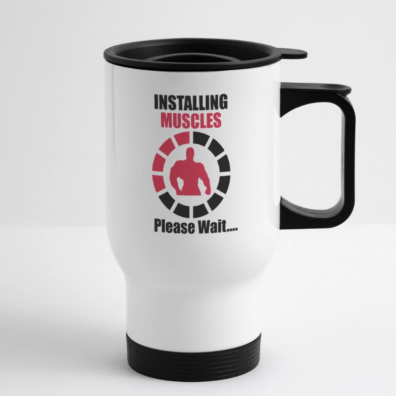 Installing Muscles (Loading) Funny Thermobecher mit Tragegriff