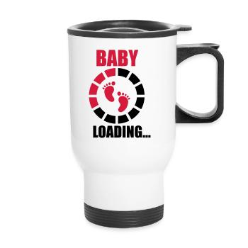 Baby laading, Funny pregnancy,pregnant - Thermal mug with handle - white - Front