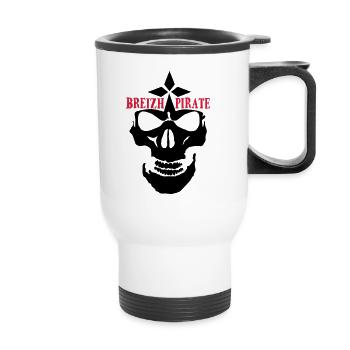 breizh pirate tete de mort crane skull logo - Tasse isotherme avec poignée - blanc - Devant