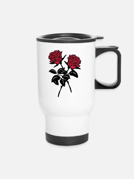 Rosen - Thermobecher mit Tragegriff - Weiß