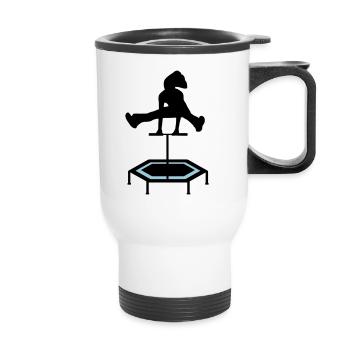 jumping trampoline girl jumping jump gift - Thermal mug with handle - white - Front