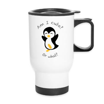 Süsser Pinguin | Design Farben frei wählbar. - Thermobecher mit Tragegriff - Weiß - Vorne