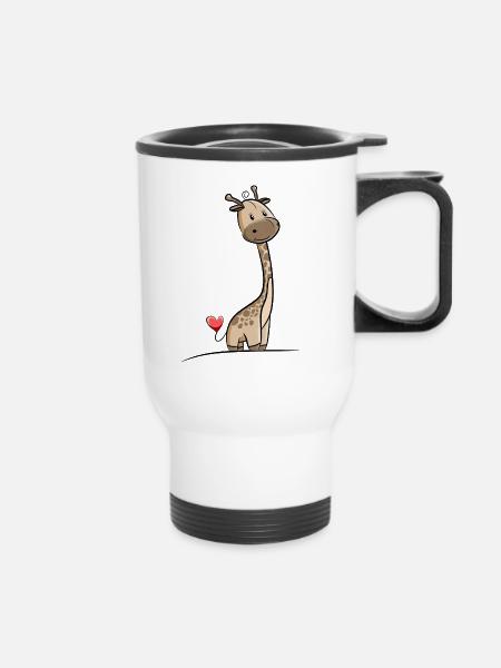 Giraffe Mädchen - Thermobecher mit Tragegriff - Weiß