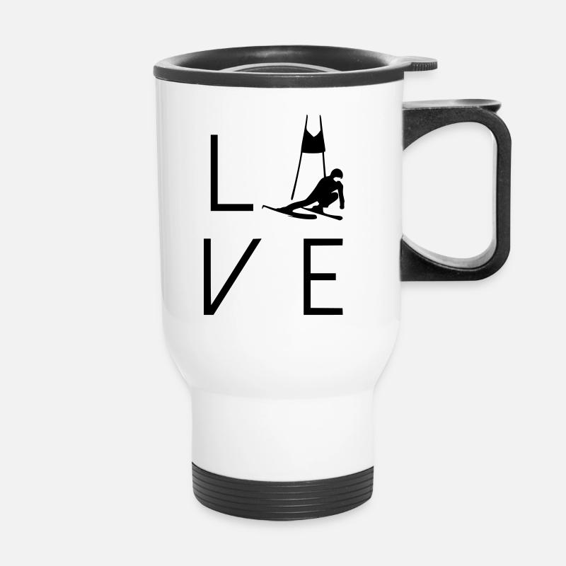 Amour Ski Slalom - Tasse isotherme avec poignée - blanc